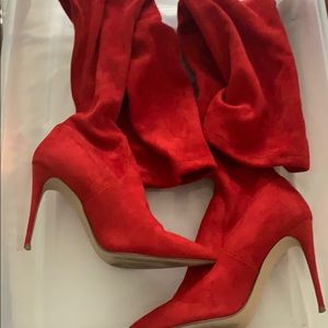 Steve Madden Red Dominique Thigh Boots
